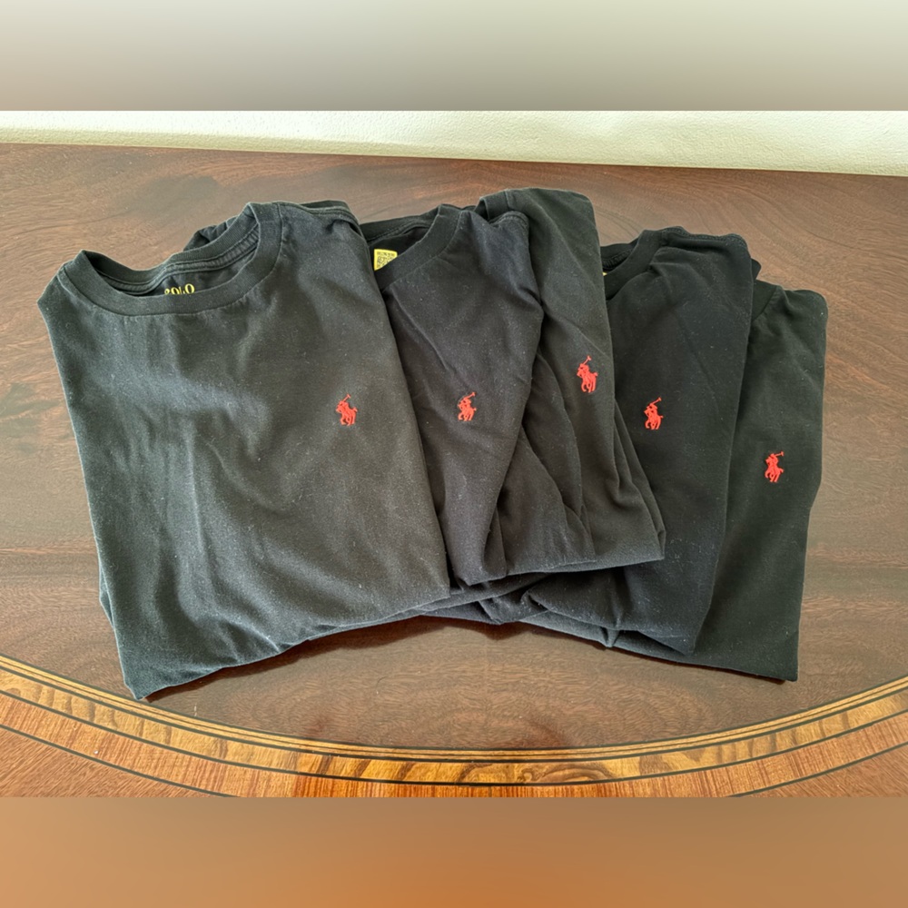 Polo Ralph Lauren Black Tshirts Boys Size 14-16, 5 Pcs